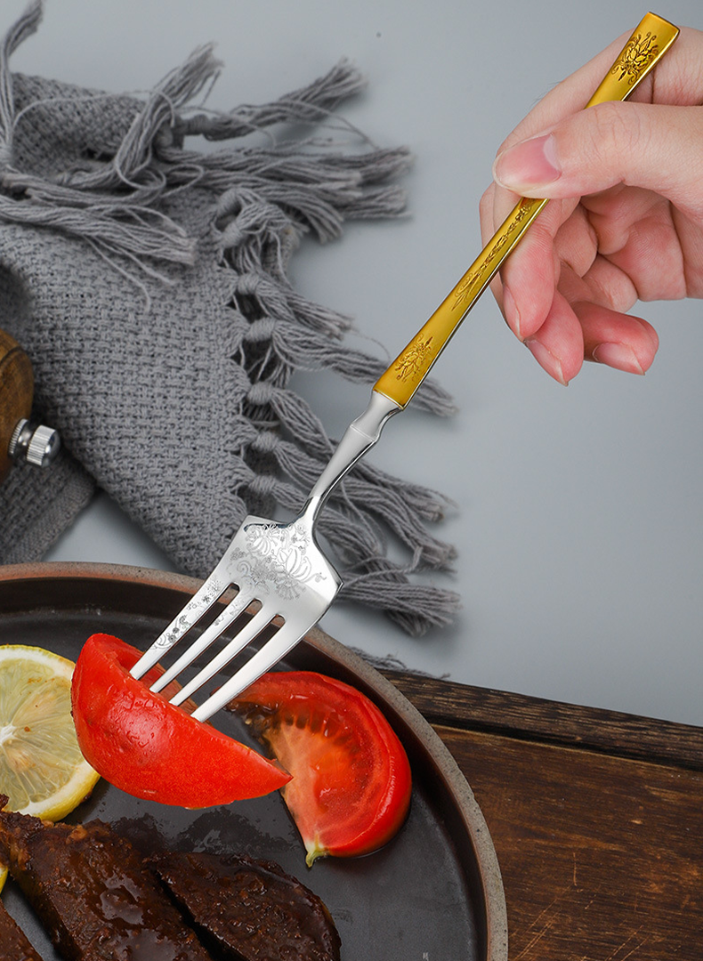 Premium stainless steel knife with floral engraving