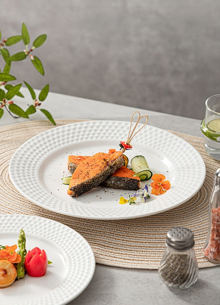 Professional plating plate with subtle embossed details