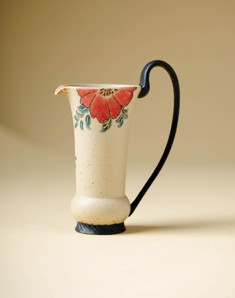 Red blossom ceramic fair cup for tea or coffee