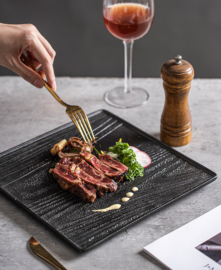 Restaurant-grade square ceramic plate for modern plating