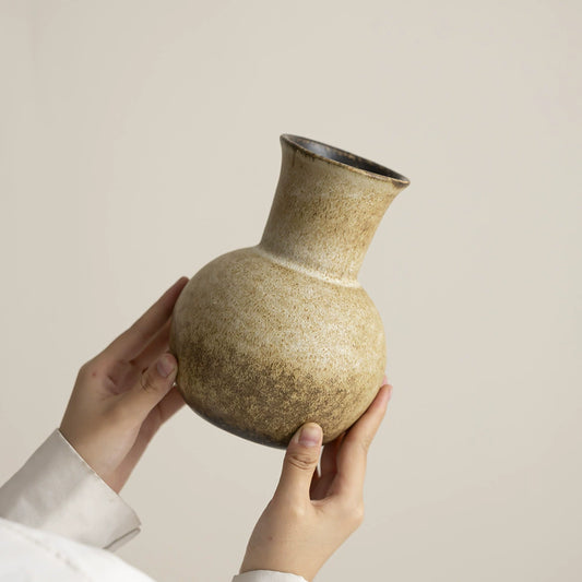Retro kiln changed pottery vase for flower arrangements