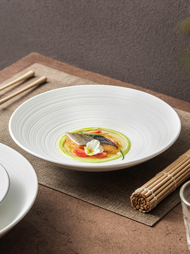 Ripple-textured bowl ideal for salads, seafood, and appetizers