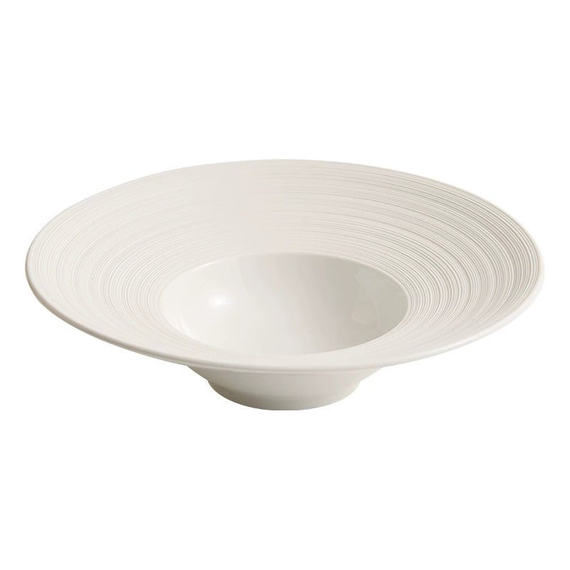 Ripple-textured plate for elegant food presentation