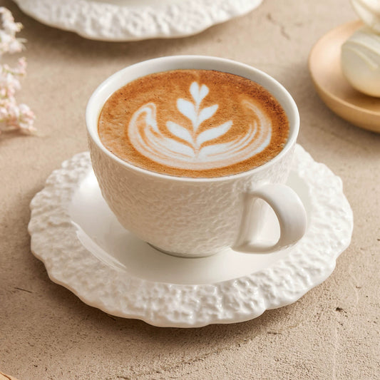 Rock texture ceramic coffee cup and saucer set for personal use