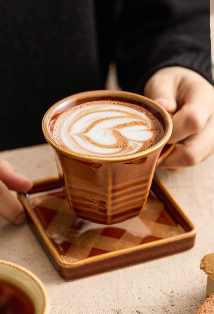 Rustic brown and beige coffee mugs for home and café use