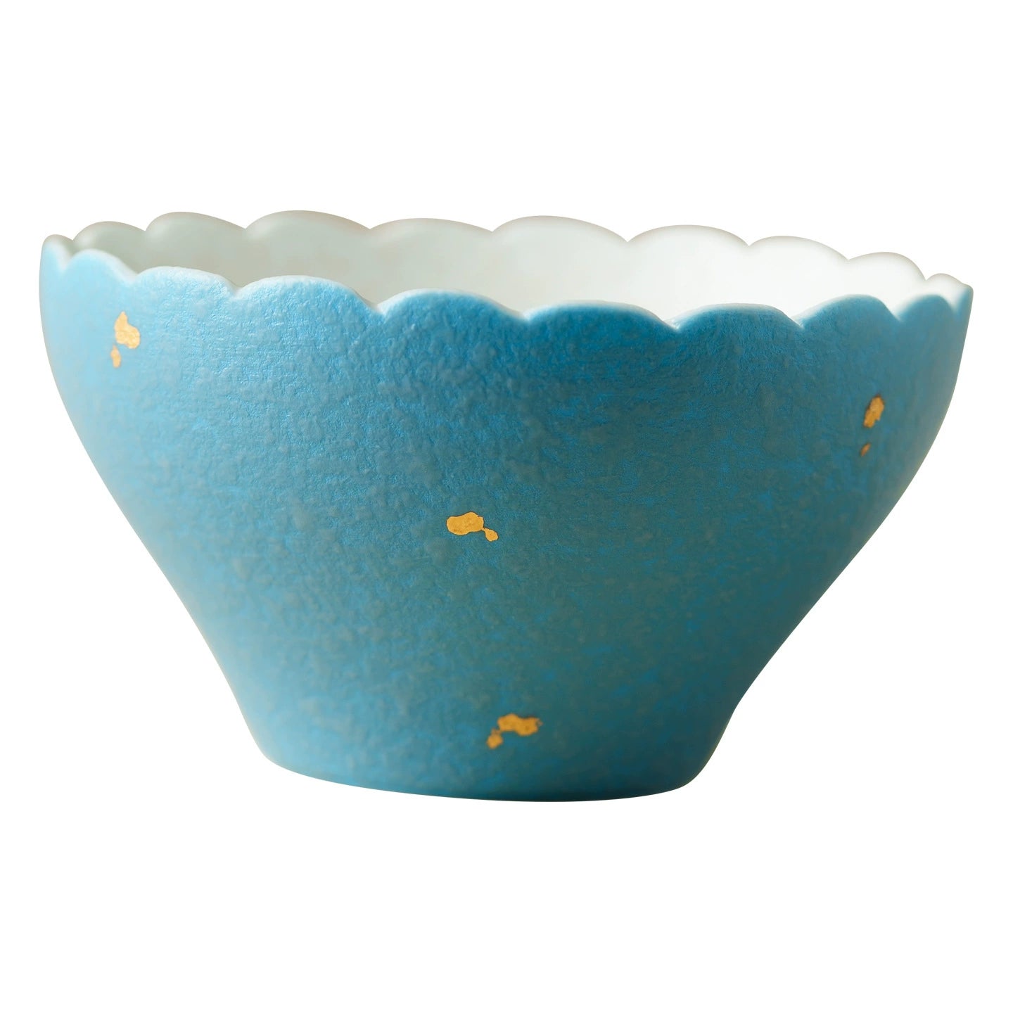 Scalloped edge handmade ceramic teacup