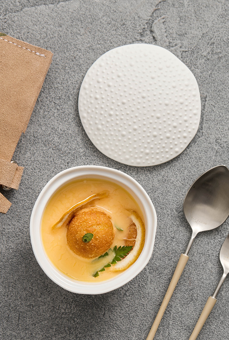 Sea urchin-inspired matte porcelain bowl