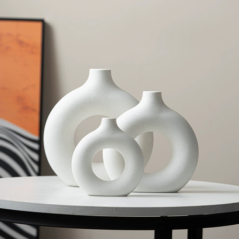 Sculptural ceramic decor pieces with soft matte finish

