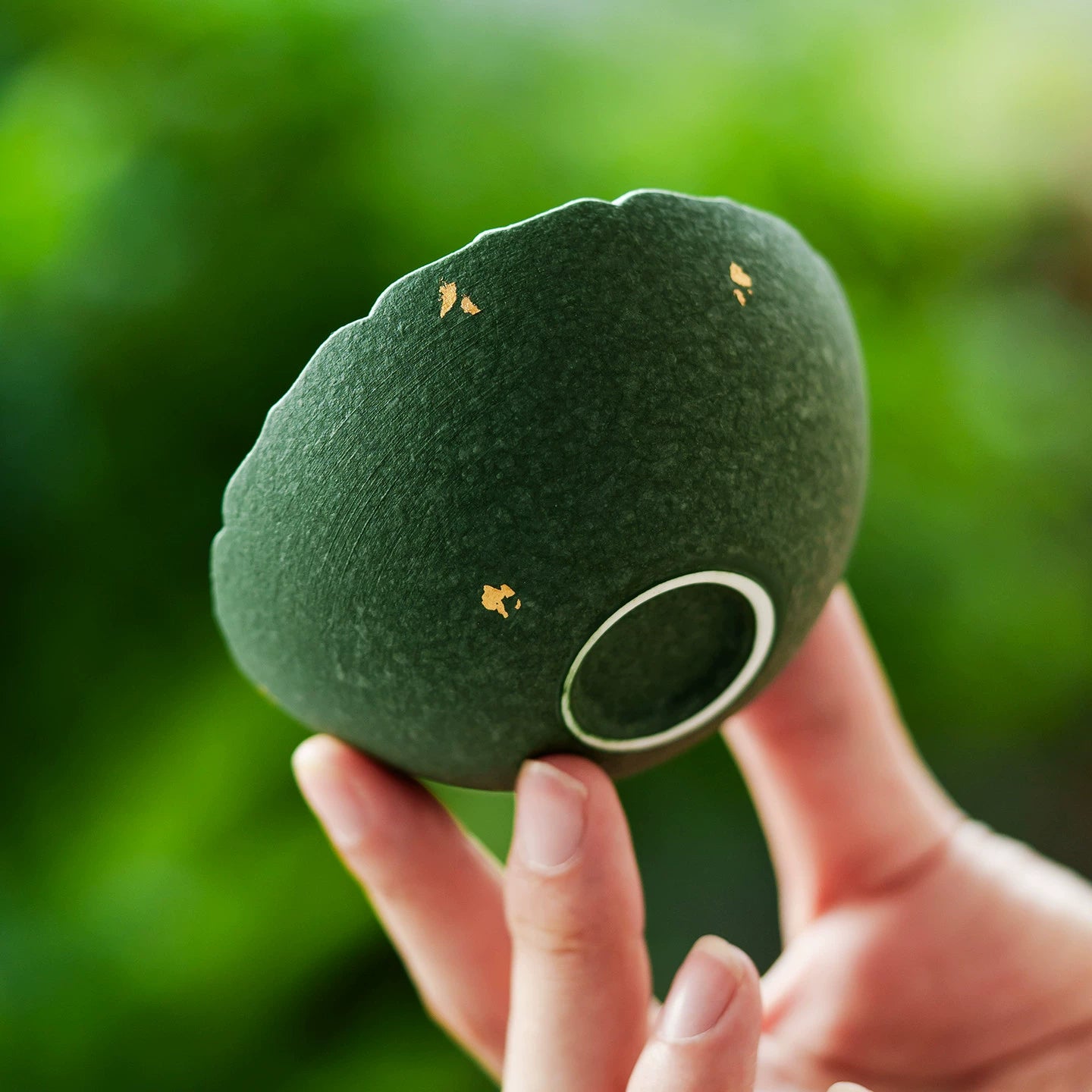 Small green ceramic teacup for Kung Fu tea