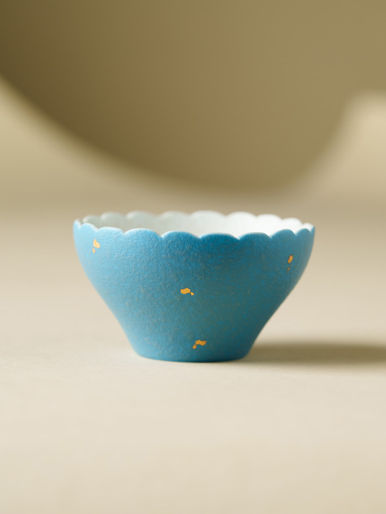 Unique handmade blue ceramic teacup