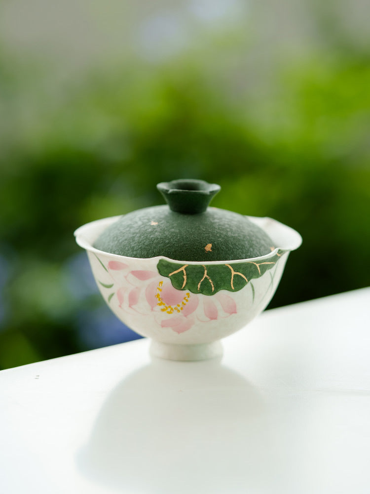 Unique handmade gaiwan with floral design
