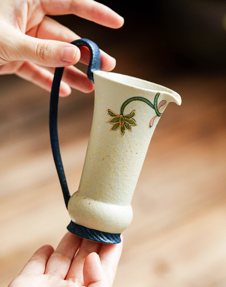 Vintage artisan ceramic jug for kitchen or dining use