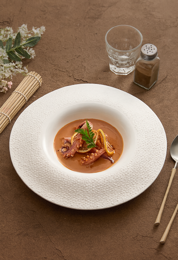 Wabi-sabi style white porcelain tableware