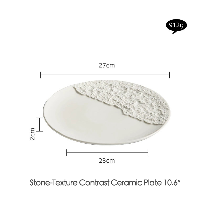 Western-style plate with organic texture and matte glaze

