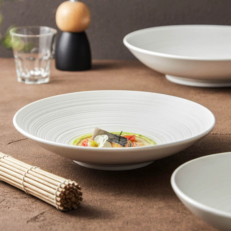 Wide-rim bowl designed for gourmet food plating