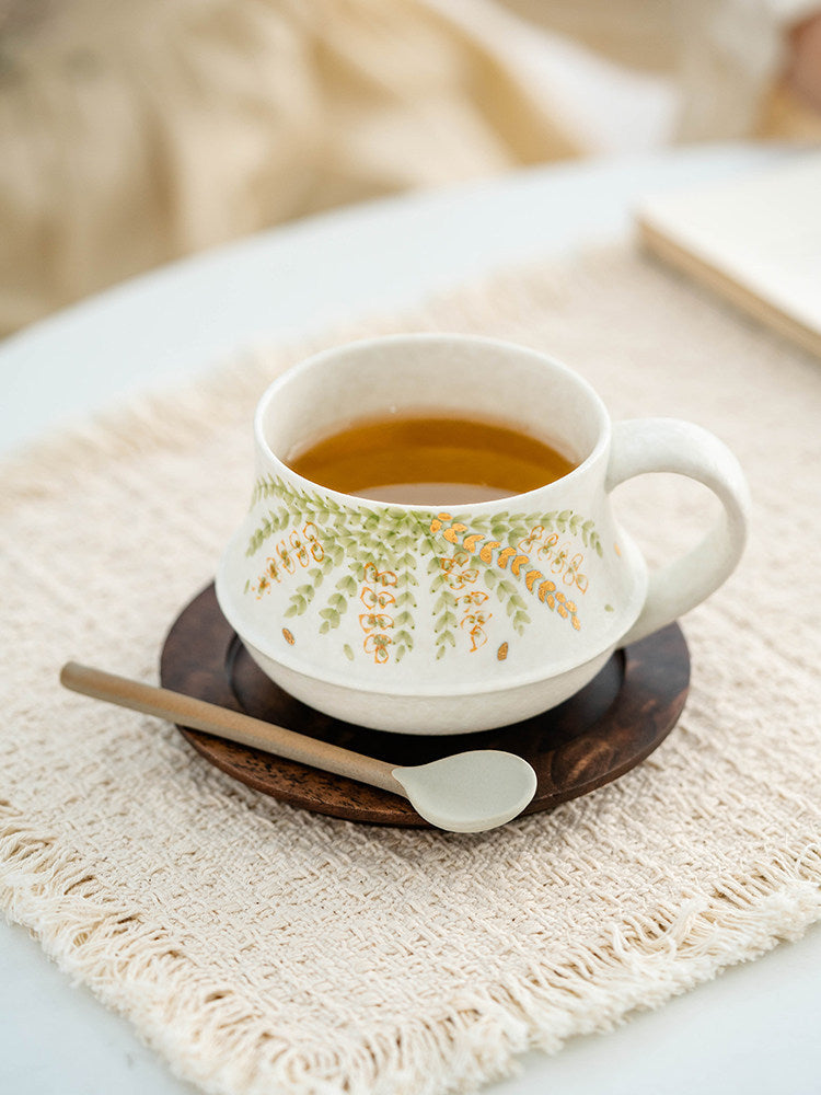 aesthetic morning coffee cup with ergonomic round dew silhouette