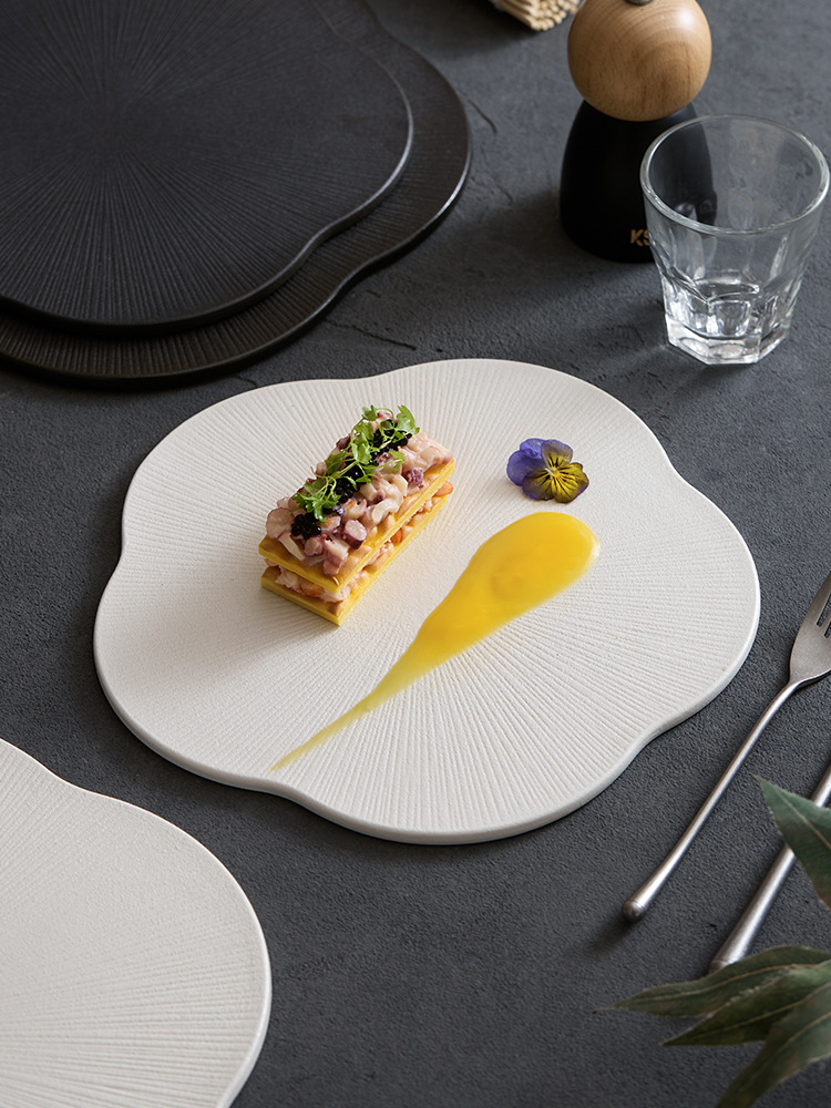 goseung luxury stoneware dinnerware item in matte black and white