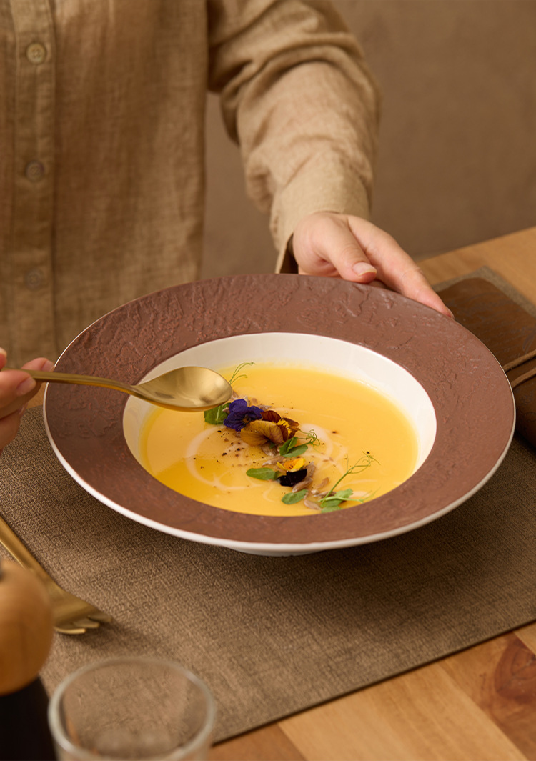 goseung minimalist artisanal deep rim plate for contemporary hosting