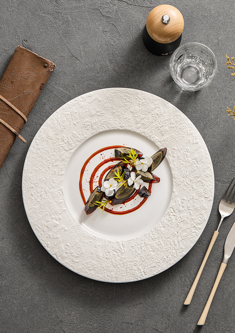 goseung minimalist artisanal white flat plate for professional chefs