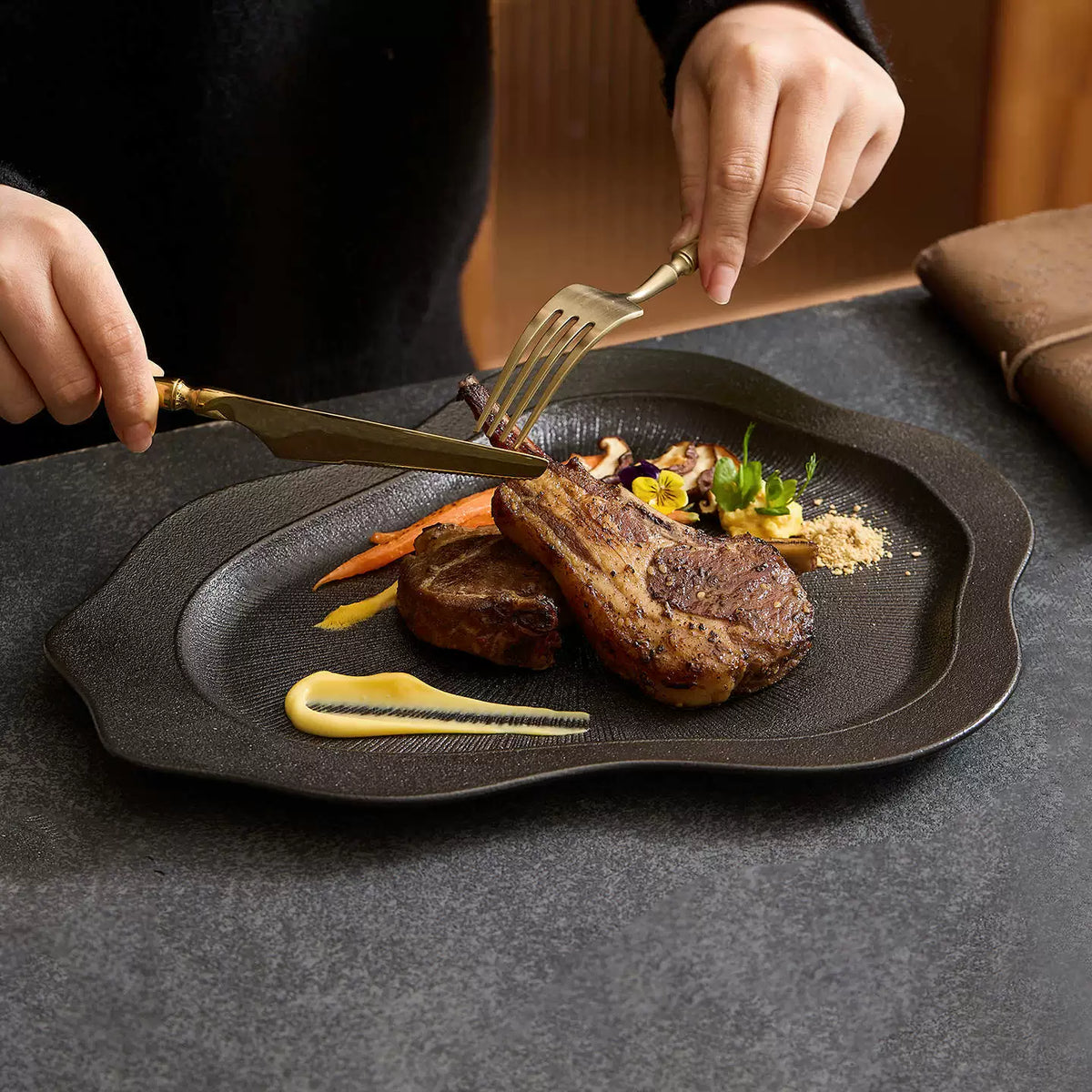 goseung tableware collection organic shape large serving platter