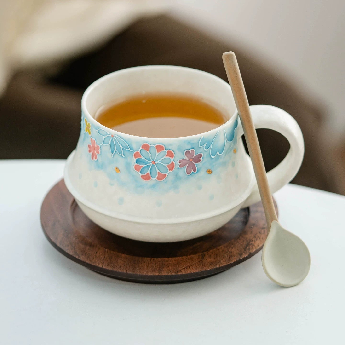 goseung yuan lu hand painted azure blossom ceramic coffee cup