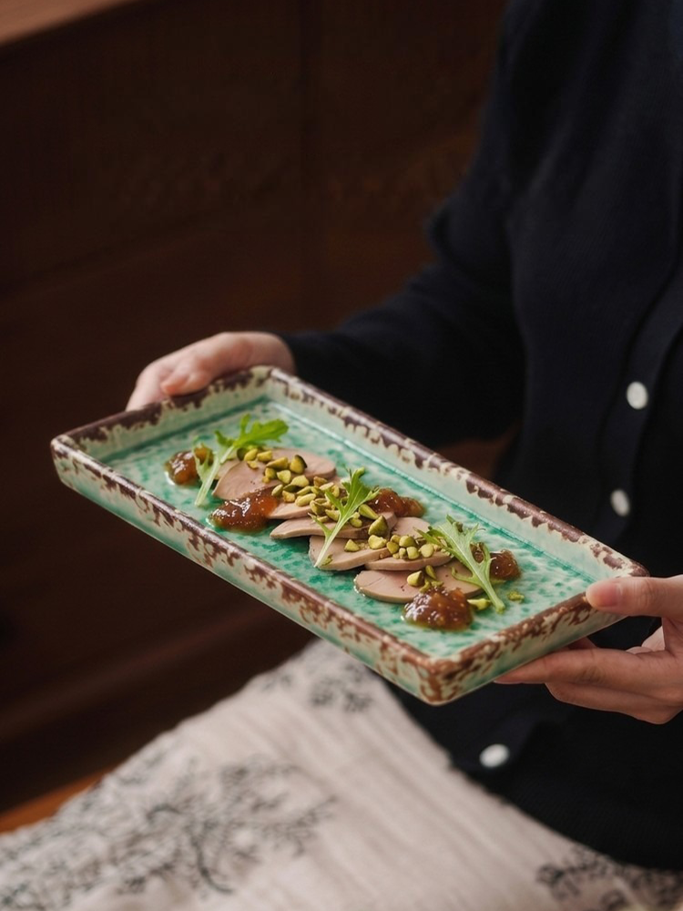 hammered green stoneware sushi plate dishwasher safe