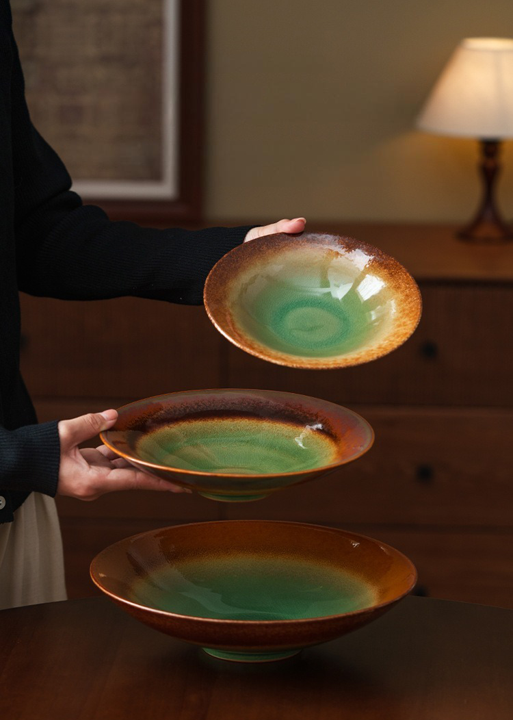 heavy weighted 885g ceramic centerpiece bowl for minimalist home decor