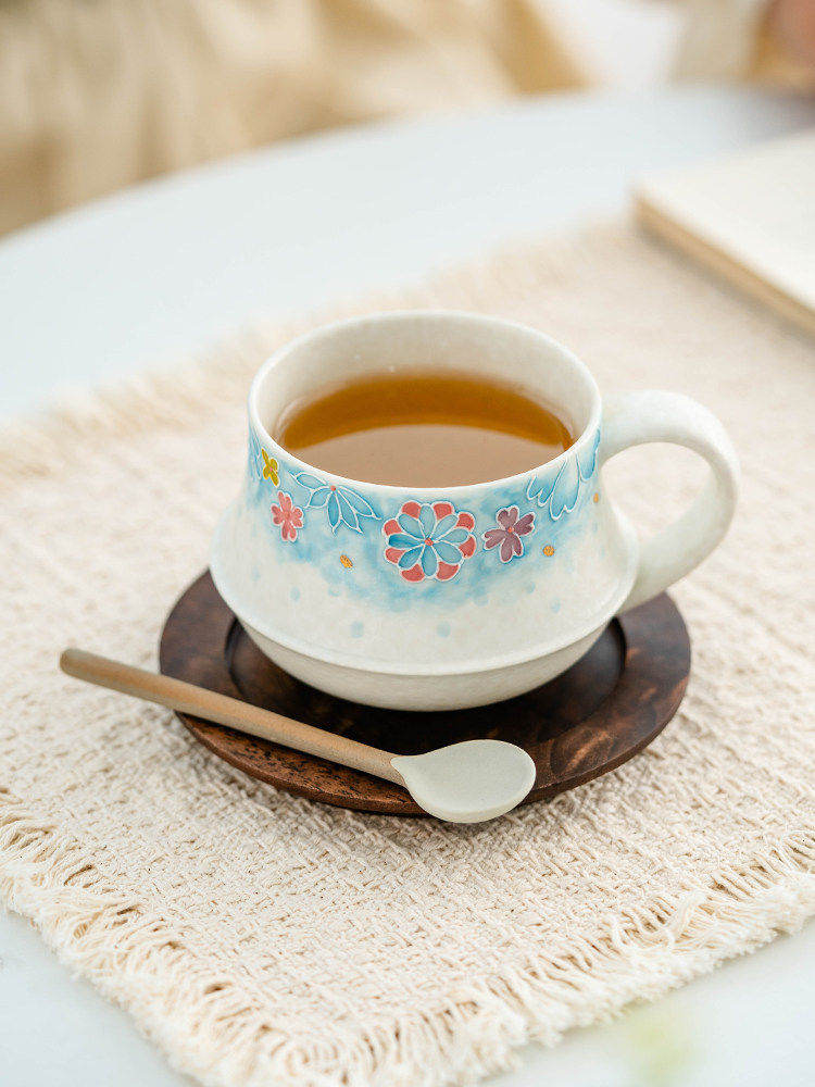 high end oriental style porcelain cup with blue gradient glaze