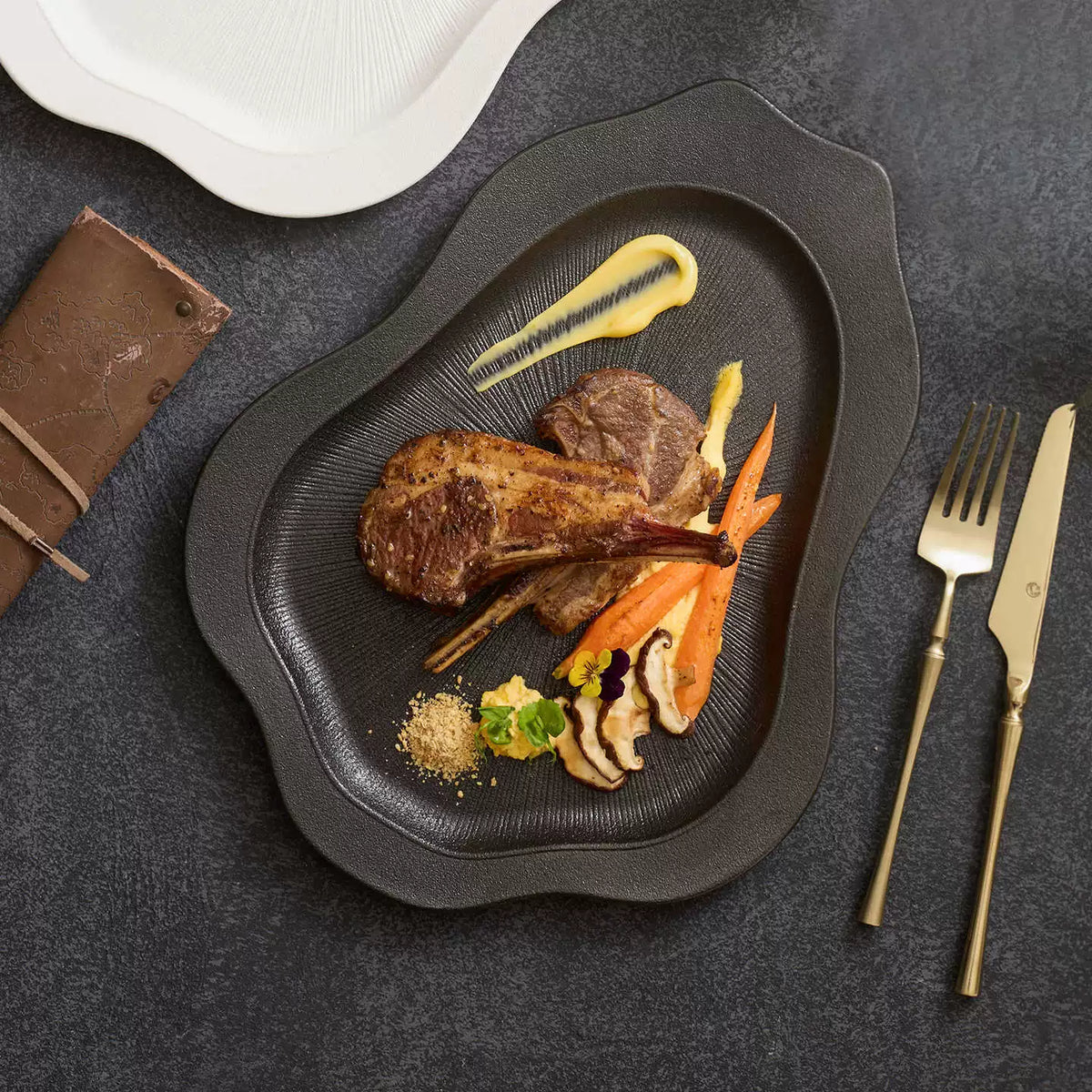 high fired stoneware wavy rim serving tray dishwasher safe