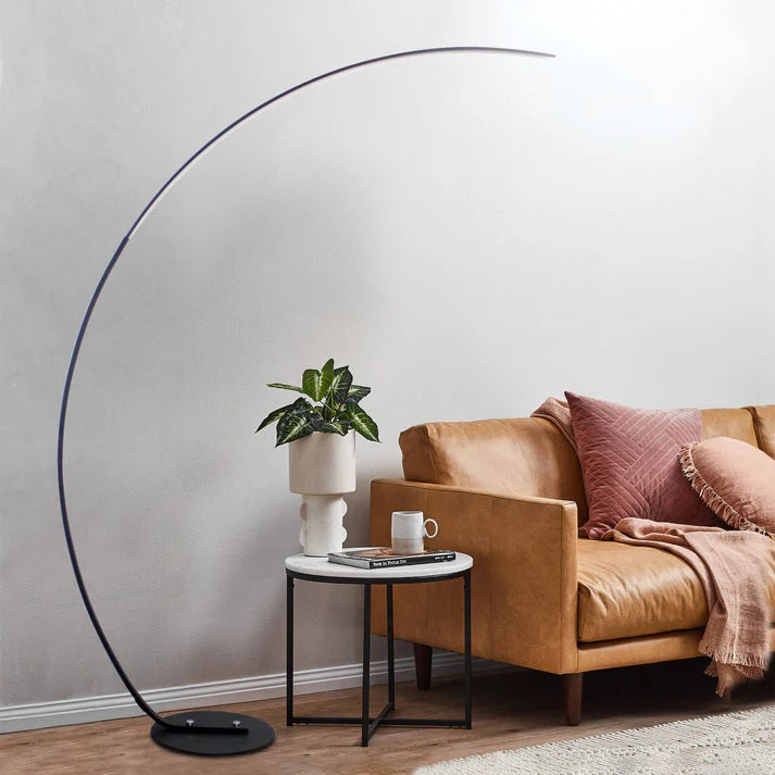 side angle view of modern RGBW standing lamp with color effects


